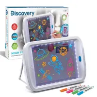 Discovery Kids Neon LED Glow Drawing Board With 4 Fluorescent Markers, 5-piece, Age 6+