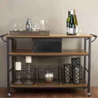 Lancashire Wood-Top Kitchen Cart