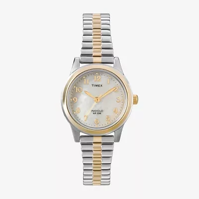 Timex® Womens Two Tone Mother-of-Pearl Expansion Watch