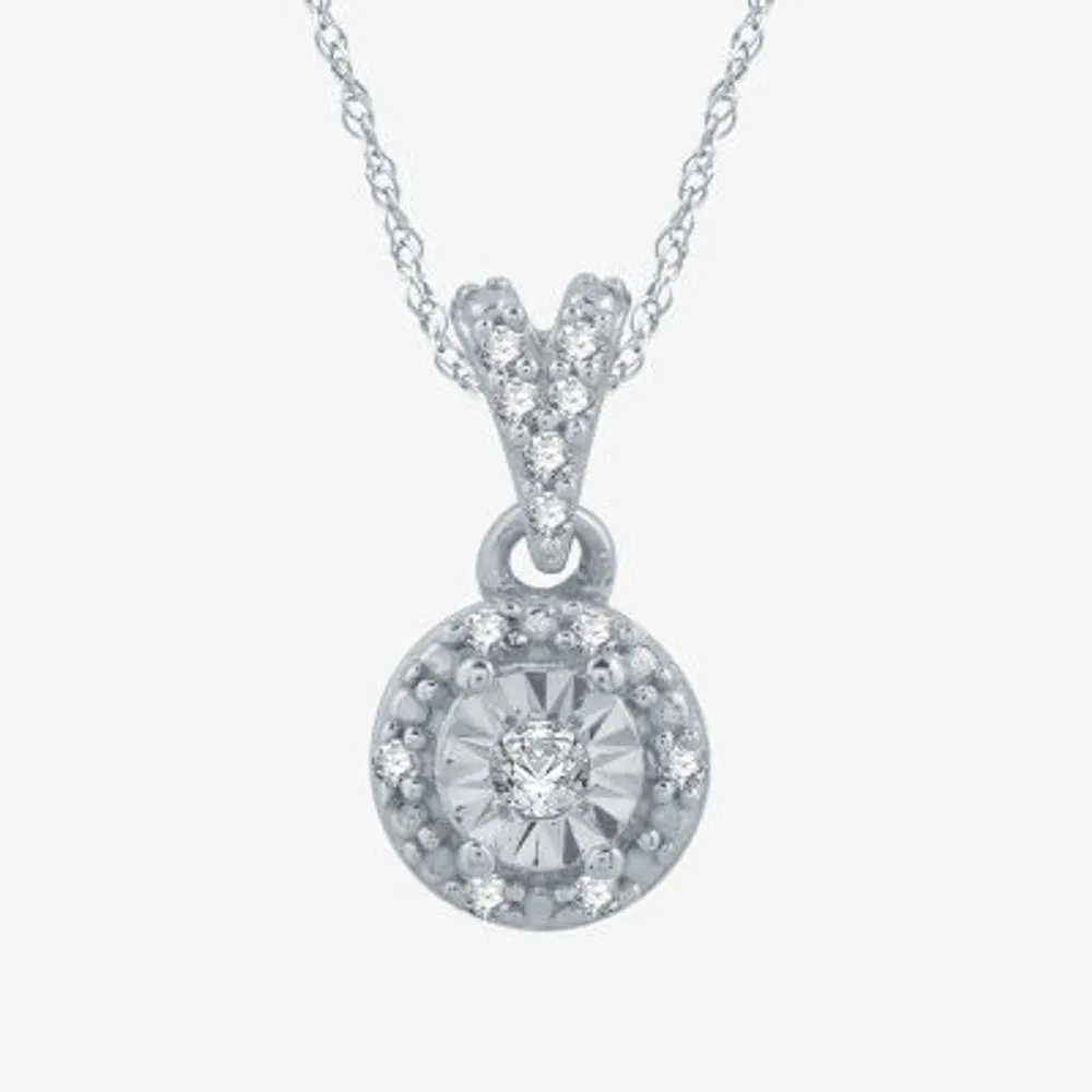 (G / Si2-Si3) Womens Diamond Accent Lab Grown White Diamond Sterling Silver Round Pendant Necklaces