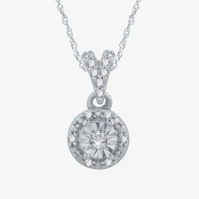 (G / Si2-Si3) Womens Diamond Accent Lab Grown White Diamond Sterling Silver Round Pendant Necklaces