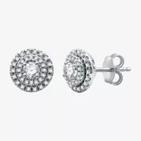 3/4 CT. T.W. Mined White Diamond 10K White Gold 8.9mm Round Stud Earrings
