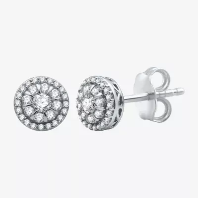 1 CT. T.W. Natural White Diamond 10K White Gold 9.9mm Round Stud Earrings