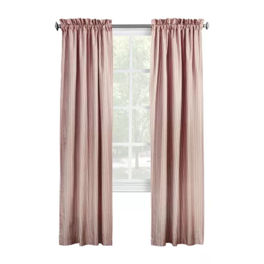 Ticking Stripe Energy Saving Light-Filtering Rod Pocket Set of 2 Curtain Panel