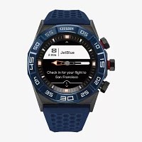 Citizen CZ Smart Heart Rate Hybrid Smartwatch 44mm Blue Silicone Strap Watch