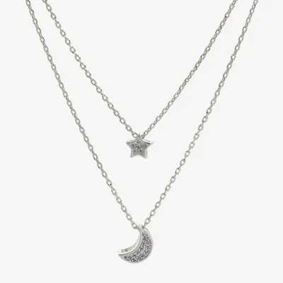 Sparkle Allure You & Me 2-pc. Cubic Zirconia Pure Silver Over Brass 16 Inch Link Moon Star Necklace Set