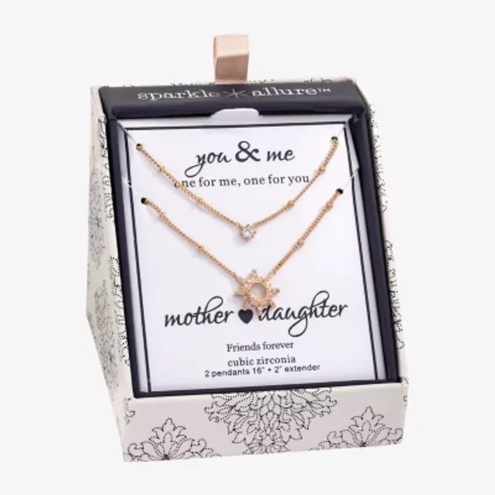 Sparkle Allure You & Me 2-pc. Cubic Zirconia 14K Gold Over Brass 16 Inch Link Necklace Set