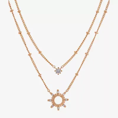 Sparkle Allure You & Me 2-pc. Cubic Zirconia 14K Gold Over Brass 16 Inch Link Necklace Set