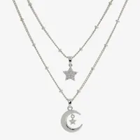 Sparkle Allure You & Me 2-pc. Cubic Zirconia Pure Silver Over Brass 16 Inch Link Star Necklace Set