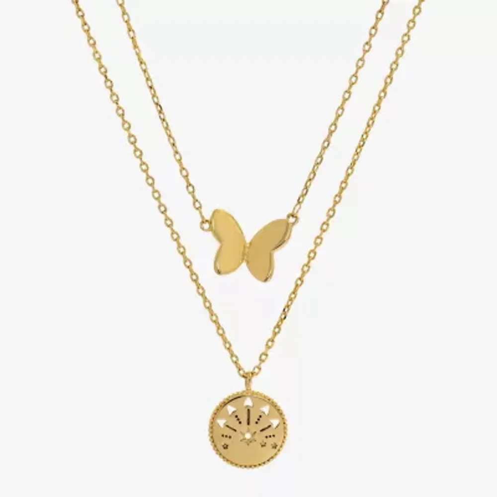 Sparkle Allure You & Me 2-pc. 14K Gold Over Brass 16 Inch Link Butterfly Necklace Set