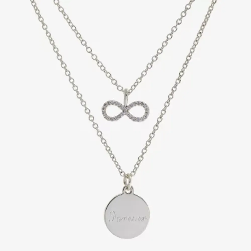 Sparkle Allure You & Me 2-pc. Cubic Zirconia Pure Silver Over Brass 16 Inch Link Infinity Necklace Set