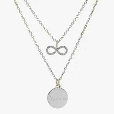 Sparkle Allure You & Me 2-pc. Cubic Zirconia Pure Silver Over Brass 16 Inch Link Infinity Necklace Set