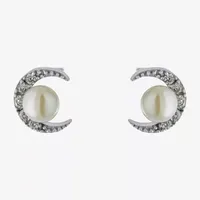 Silver Treasures Simulated Pearl Sterling Silver 7.3mm Stud Earrings