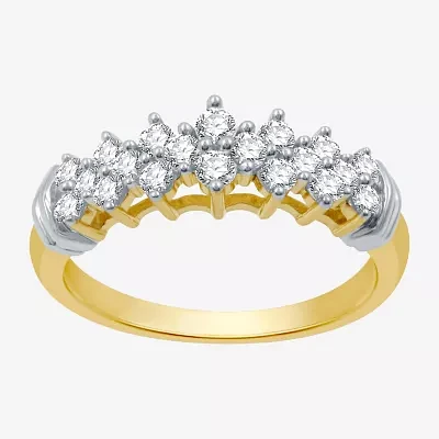 1/2 CT.T.W. Natural Diamond 10K Yellow Gold Pyramid Ring