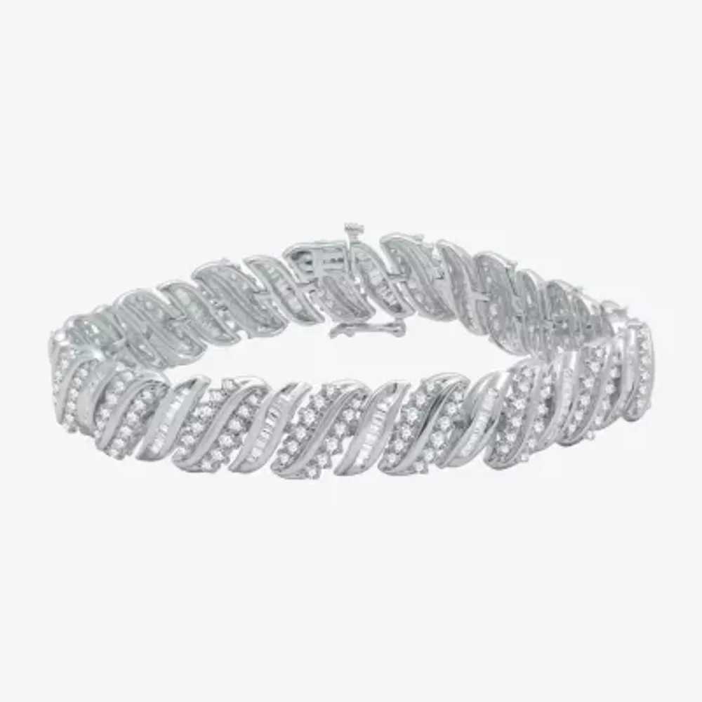 (H-I / I1) Womens 5 CT. T.W. Lab Grown Diamond 10K White Gold 7.5 Inch Tennis Bracelet
