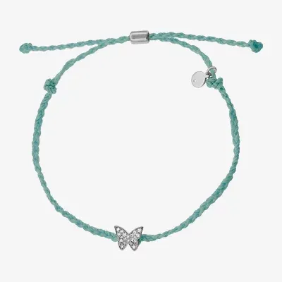 Itsy Bitsy Turquoise Bolo Butterfly Cubic Zirconia Cord Bracelet