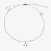 Itsy Bitsy White Bolo Initial Cubic Zirconia Cord Bracelet