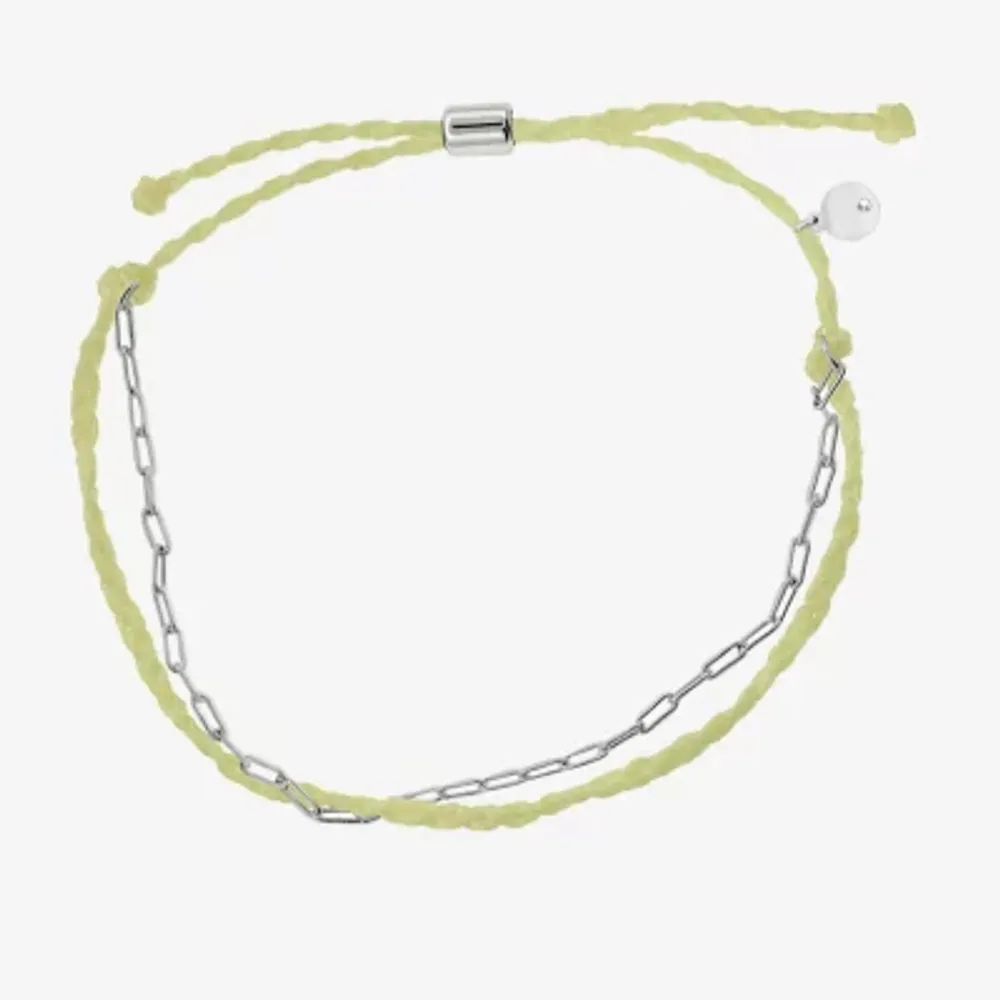 Itsy Bitsy Silver Chain & Yellow Bolo Cord Bracelet