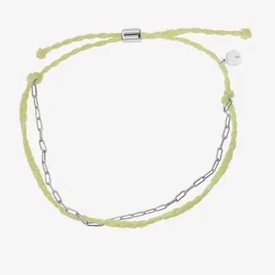 Itsy Bitsy Silver Chain & Yellow Bolo Cord Bracelet