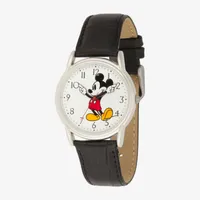 Disney Mickey Mouse Mens Black Leather Strap Watch Wds000403