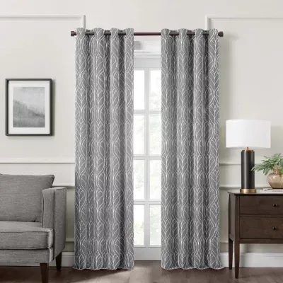 Fieldcrest Heritage Allegria Energy Saving Embroidered 100% Blackout Grommet Top Single Curtain Panel