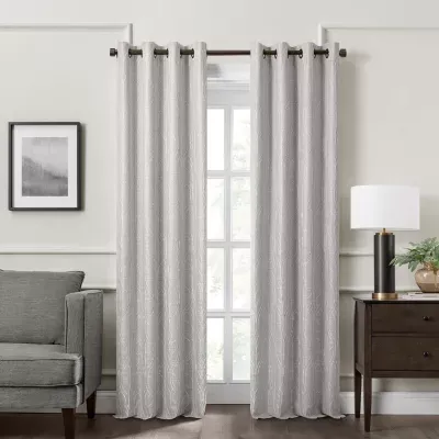 Fieldcrest Heritage Allegria Energy Saving Embroidered 100% Blackout Grommet Top Single Curtain Panel