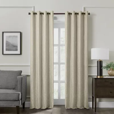 Fieldcrest Heritage Allegria Grommet Top Energy Saving Embroidered 100% Blackout Single Curtain Panel
