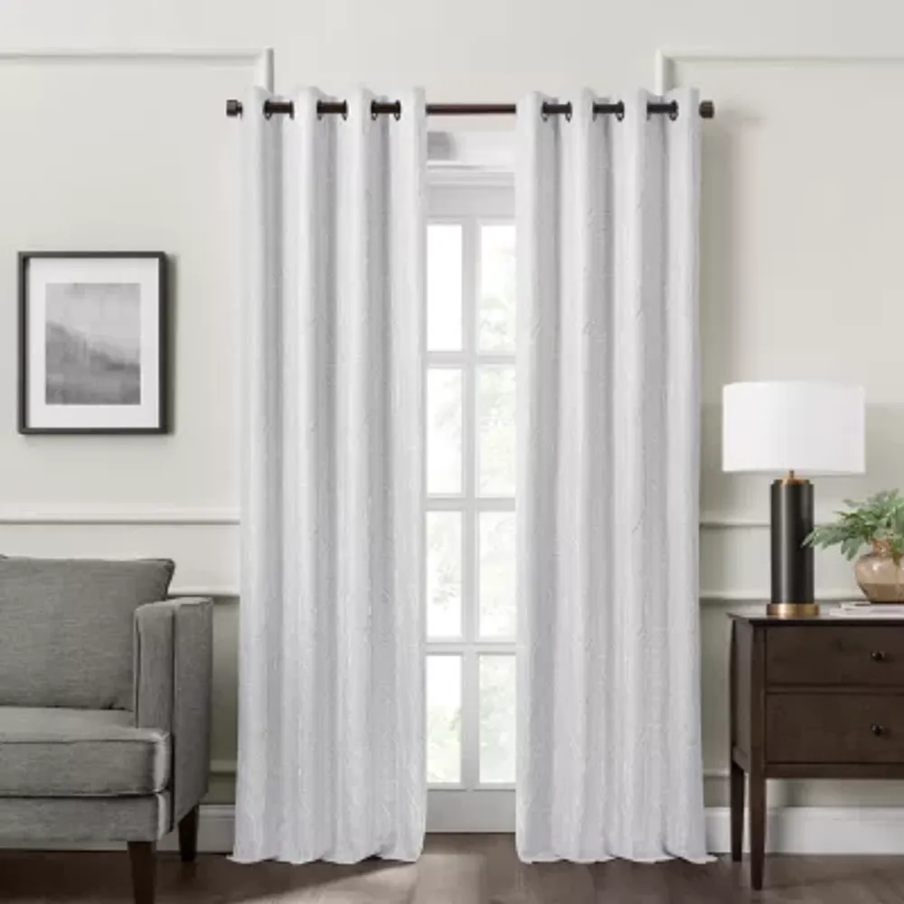 Fieldcrest Heritage Allegria Energy Saving Embroidered 100% Blackout Grommet Top Single Curtain Panel