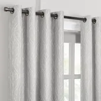 Fieldcrest Heritage Allegria Energy Saving Embroidered 100% Blackout Grommet Top Single Curtain Panel