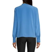 Worthington Womens Crew Neck Long Sleeve Blouse