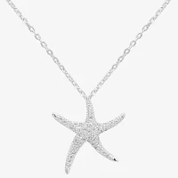 Sparkle Allure Starfish Cubic Zirconia Pure Silver Over Brass 16 Inch Link Pendant Necklace