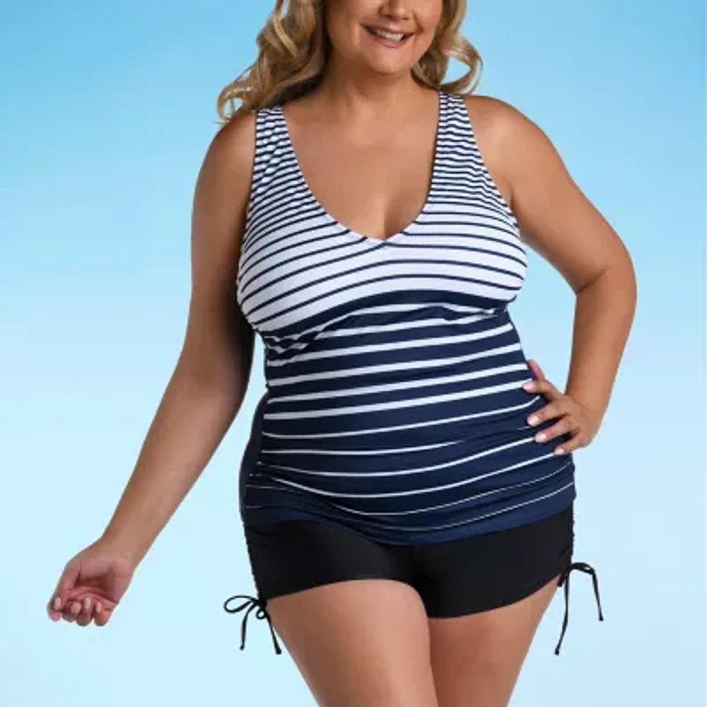 Sonnet Shores Striped Tankini Swimsuit Top Plus