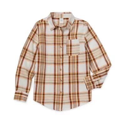 Thereabouts Little & Big Girls Long Sleeve Button-Down Shirt