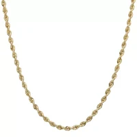 14K Yellow Gold 24" Glitter Rope Chain Necklace