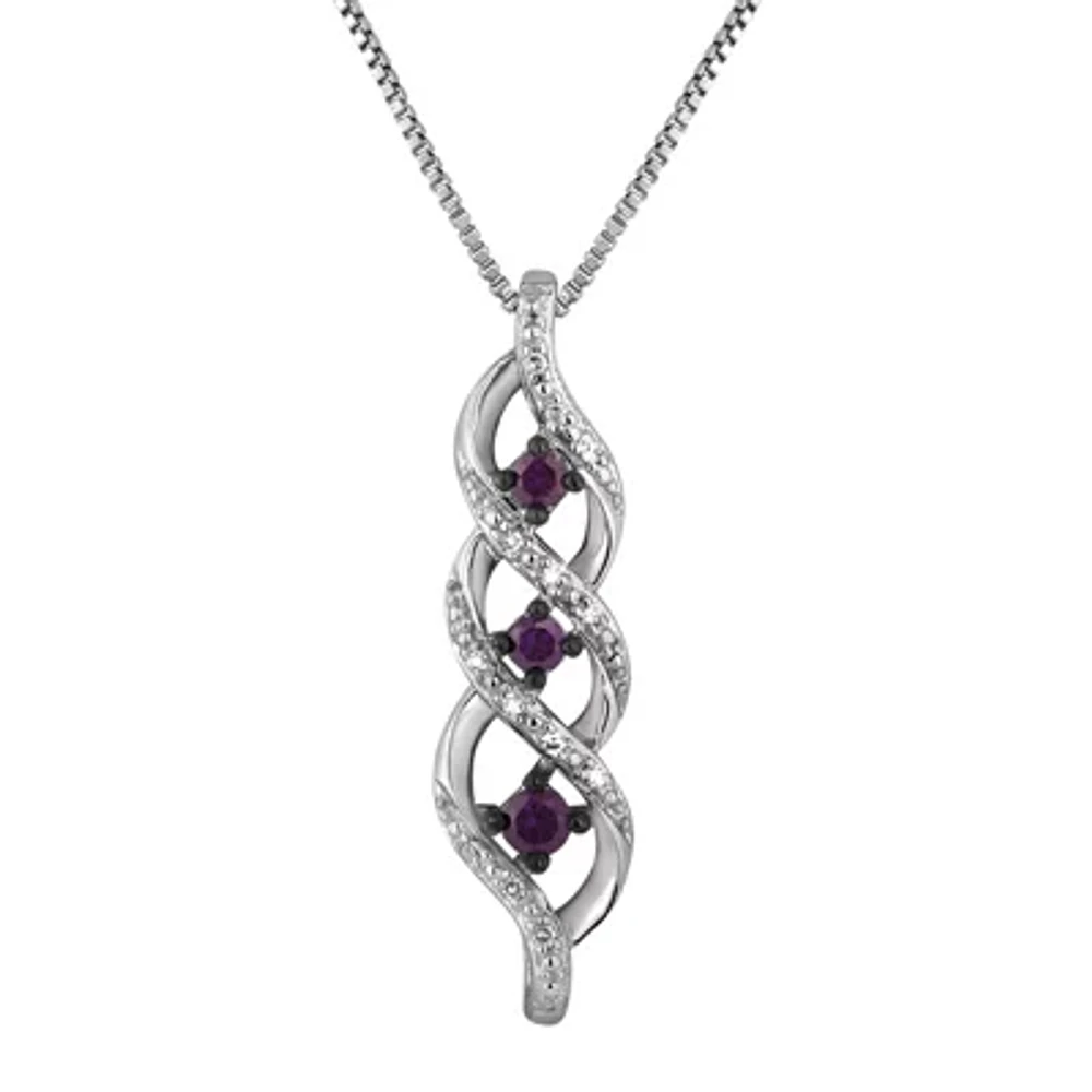 LIMITED QUANTITIES 1/5 CT. T.W. White and Color-Enhanced Purple Diamond Sterling Silver Twisting Pendant