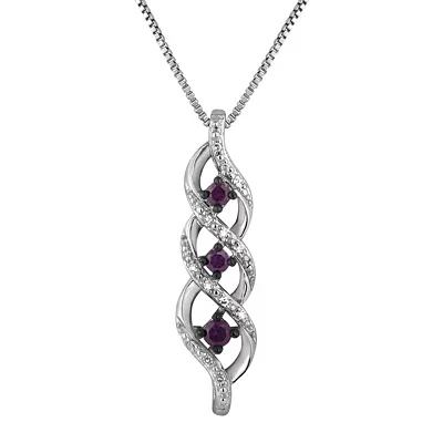 LIMITED QUANTITIES 1/5 CT. T.W. White and Color-Enhanced Purple Diamond Sterling Silver Twisting Pendant