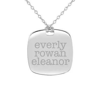 Personalized Sterling Silver 20mm Family Name Pendant Necklace