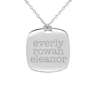 Personalized Sterling Silver 20mm Family Name Pendant Necklace