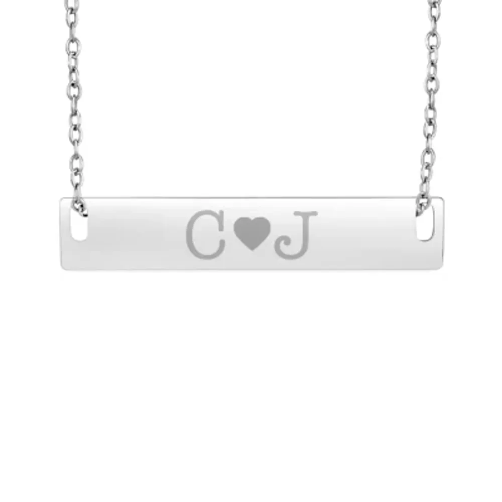 Personalized Sterling Silver Couple's Initial Bar Pendant Necklace