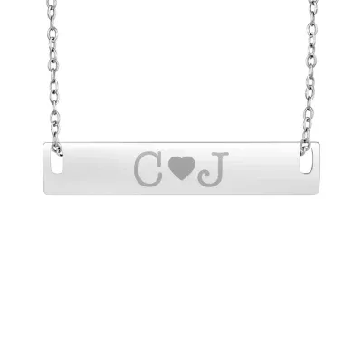 Personalized Sterling Silver Couple's Initial Bar Pendant Necklace