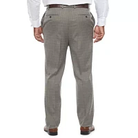 Shaquille O'Neal XLG Mens Big and Tall Plaid Stretch Fabric Classic Fit Flat Front Suit Pants