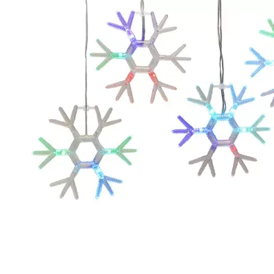 Kurt Adler Snowflake Icicle Fairy Lights With RGB Led Constant Multi-Color String Lights