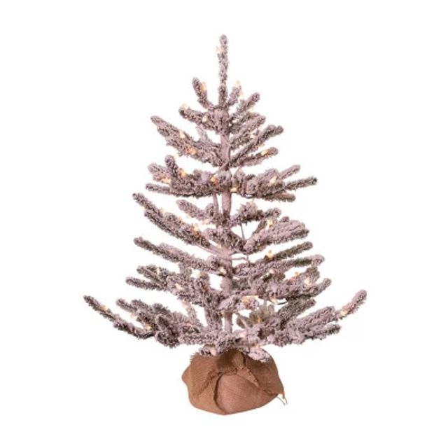 Kurt Adler 3 Foot Pine Pre-Lit Flocked Christmas Tree