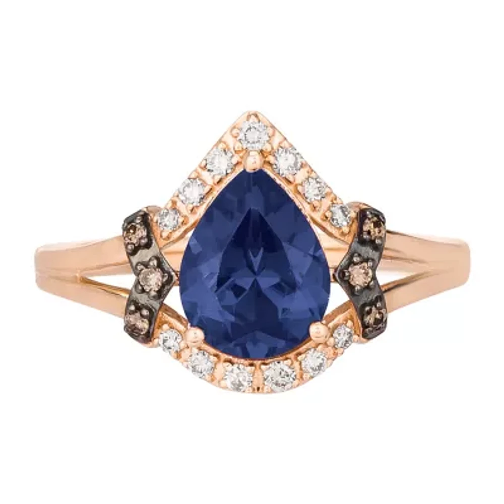 Le Vian® Grand Sample Sale™ Ring featuring 1 1/2 CT. Blueberry Tanzanite® 1/8 Nude Diamonds™ 1/20 Chocolate Diamonds® set 14K Strawberry Gold®