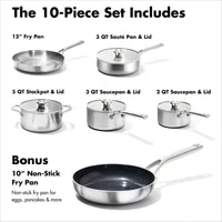 OXO Mira 3-Ply Stainless Steel 10-pc. Pots and Pans Cookware Set