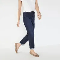 Liz Claiborne Womens Mid Rise Girlfriend Straight Leg Jean