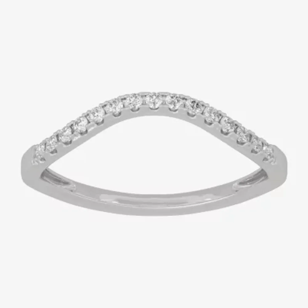 (H-I / Si1-Si2) 2MM 1/8 CT. T.W. Lab Grown White Diamond 10K Gold Curved Wedding Band