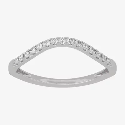 (H-I / Si1-Si2) 2MM 1/8 CT. T.W. Lab Grown White Diamond 10K Gold Curved Wedding Band