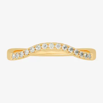 (H-I / Si1-Si2) 1/8 CT. T.W. Lab Grown White Diamond 10K Gold Curved Wedding Band