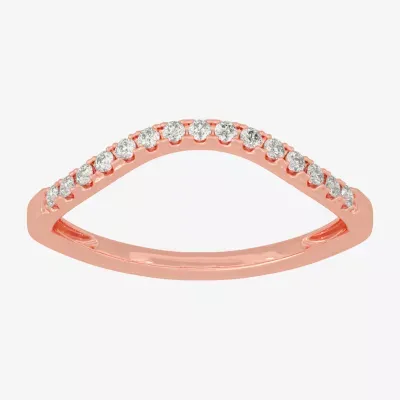 (H-I / Si1-Si2) 2MM 1/8 CT. T.W. Lab Grown White Diamond 10K Rose Gold Curved Wedding Band